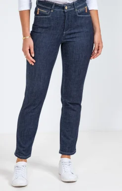 Pantalons<Armand Thiery Pantalon 7/8 denim brut zippé - Bleu