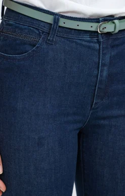 Pantalons<Armand Thiery Pantalon 7/8 denim détail galon - Bleu