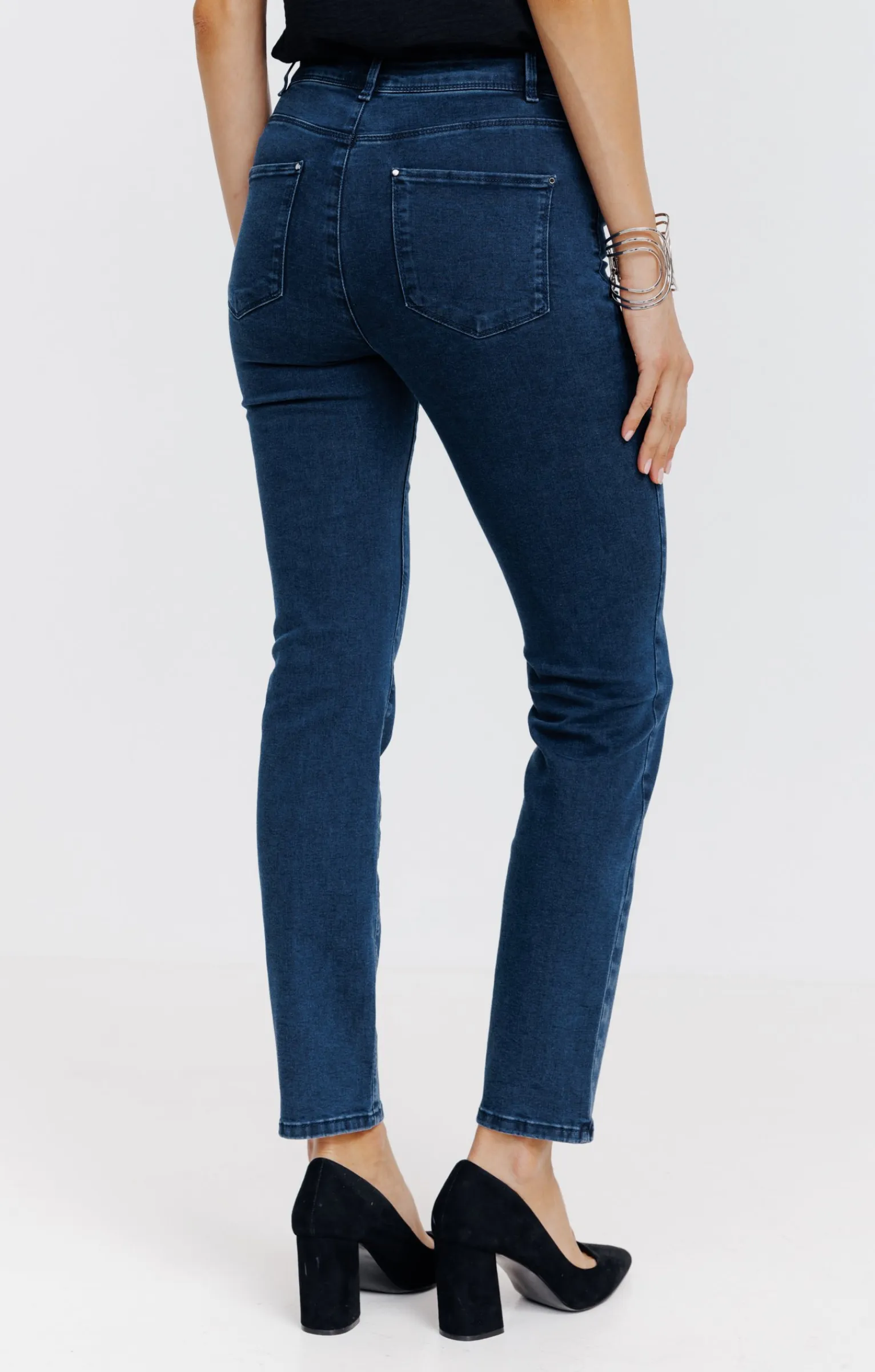Pantalons<Armand Thiery Pantalon 7/8 denim détail strass - Bleu