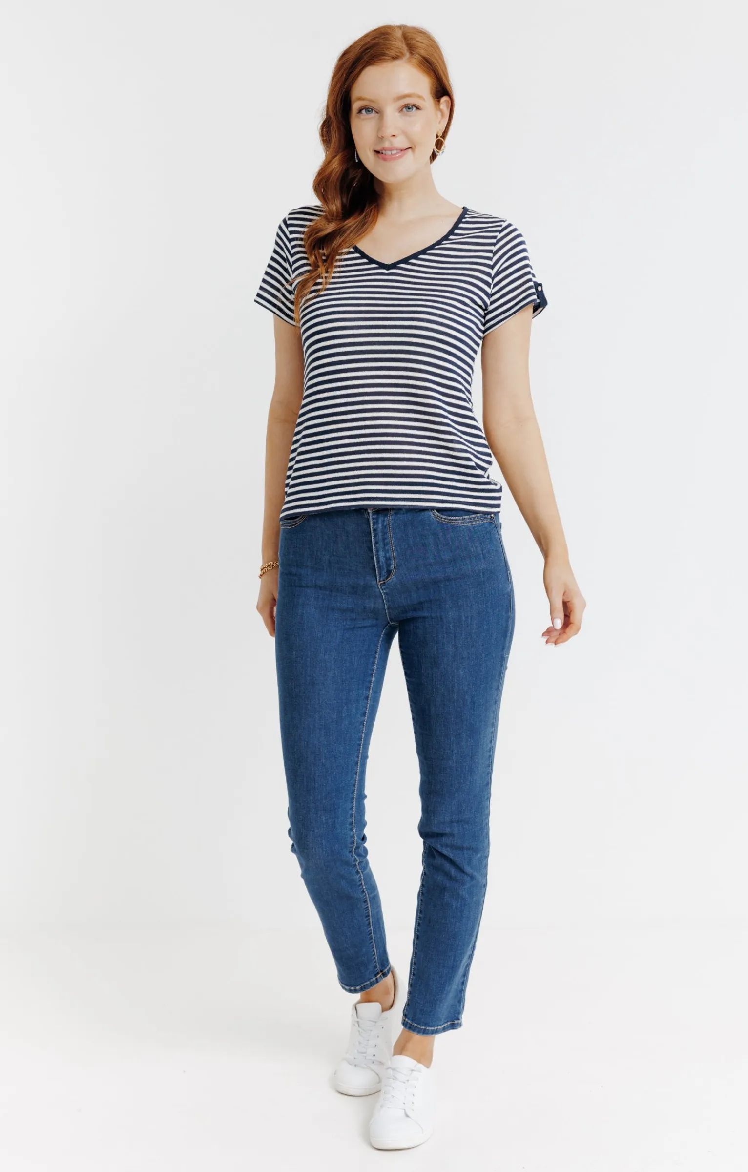 Pantalons<Armand Thiery Pantalon 7/8 denim stone strass poches - Bleu