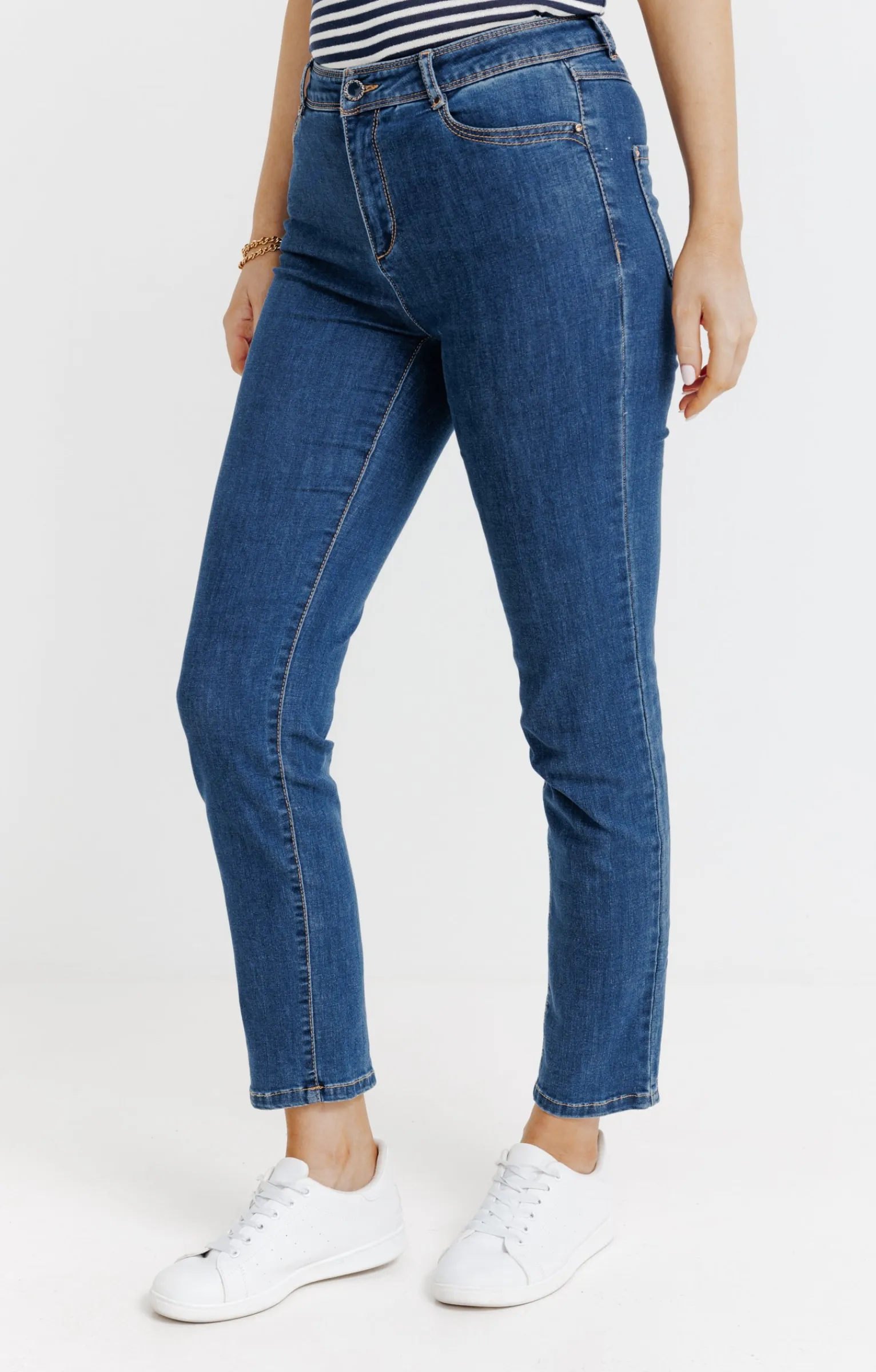 Pantalons<Armand Thiery Pantalon 7/8 denim stone strass poches - Bleu