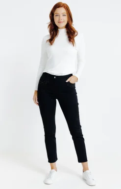 Pantalons<Armand Thiery Pantalon 7/8 détail clou et strass - Noir