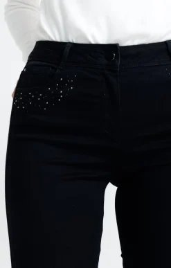 Pantalons<Armand Thiery Pantalon 7/8 détail clou et strass - Noir