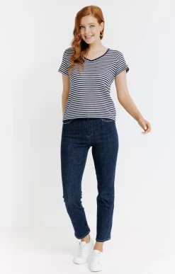 Pantalons<Armand Thiery Pantalon 7/8 en denim brut - Bleu