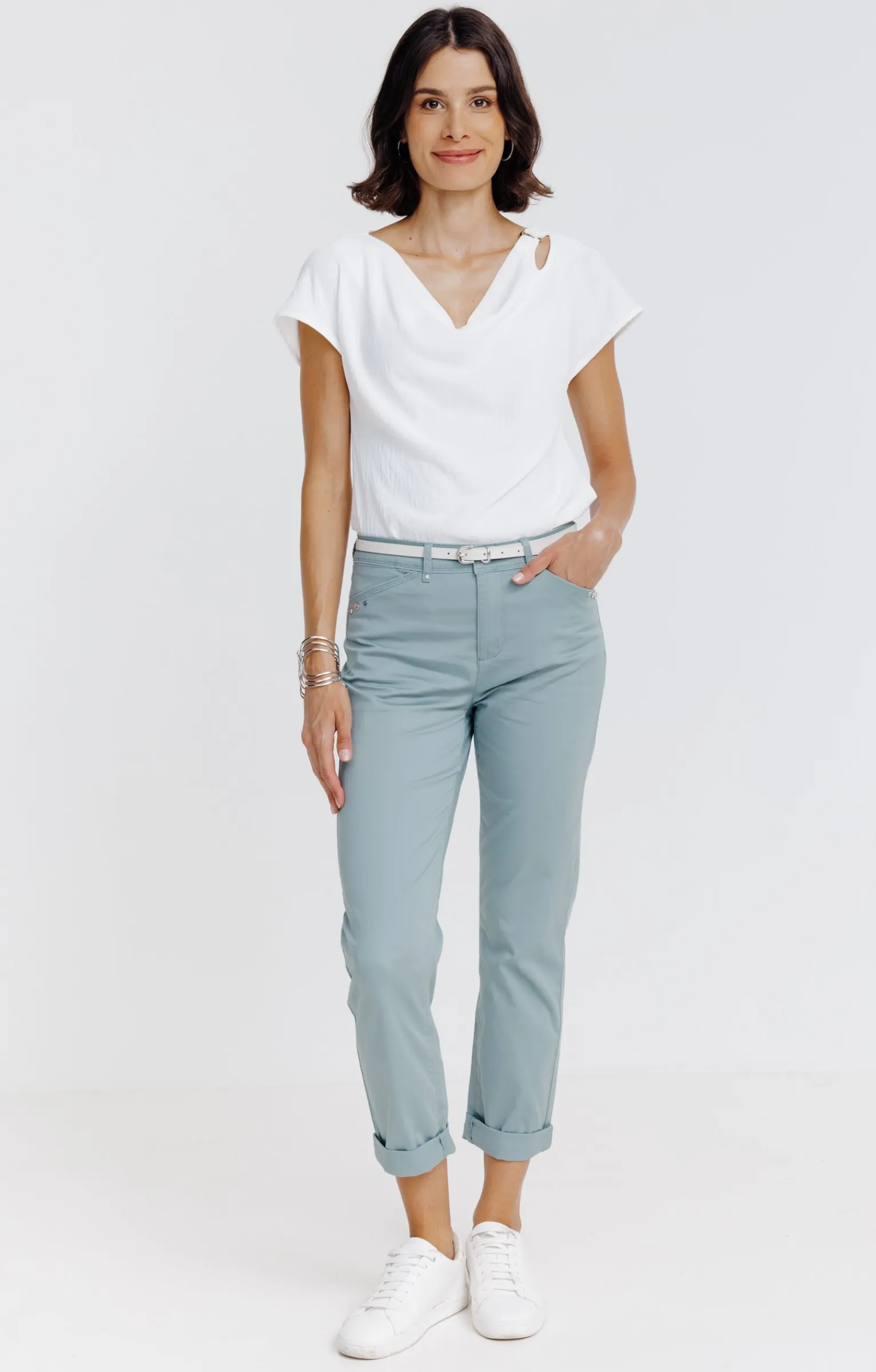 Pantalons<Armand Thiery Pantalon 7/8 forme chino avec ceinture - Vertnil
