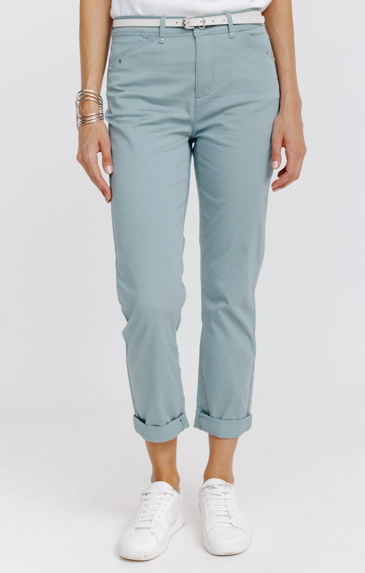 Pantalons<Armand Thiery Pantalon 7/8 forme chino avec ceinture - Vertnil
