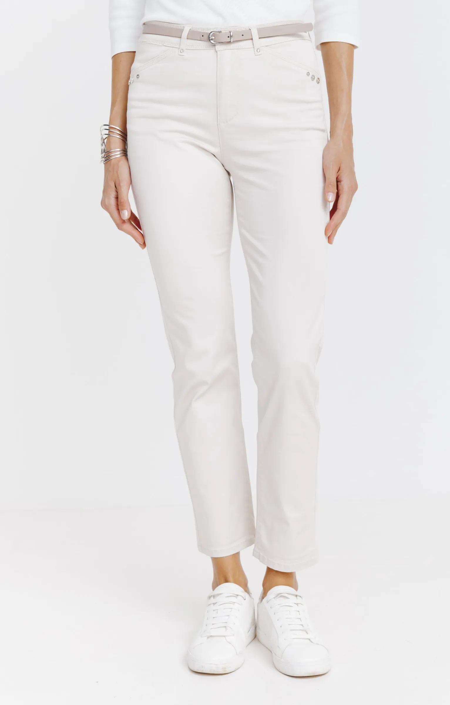 Pantalons<Armand Thiery Pantalon 7/8 forme chino avec ceinture - Beige