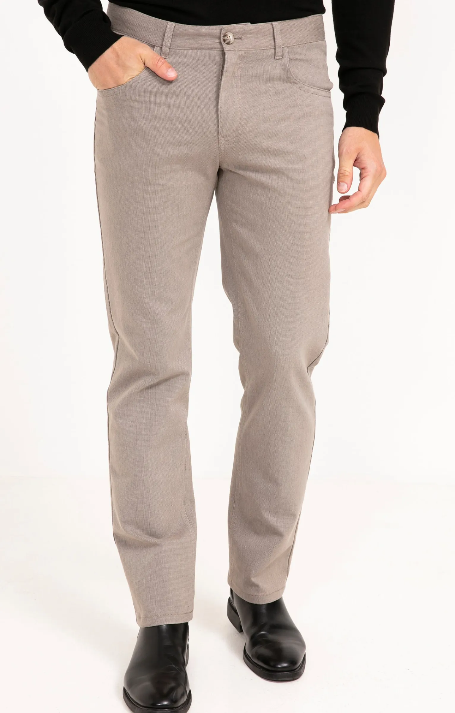 Pantalons<Armand Thiery Pantalon 5 poches Micro - Beige