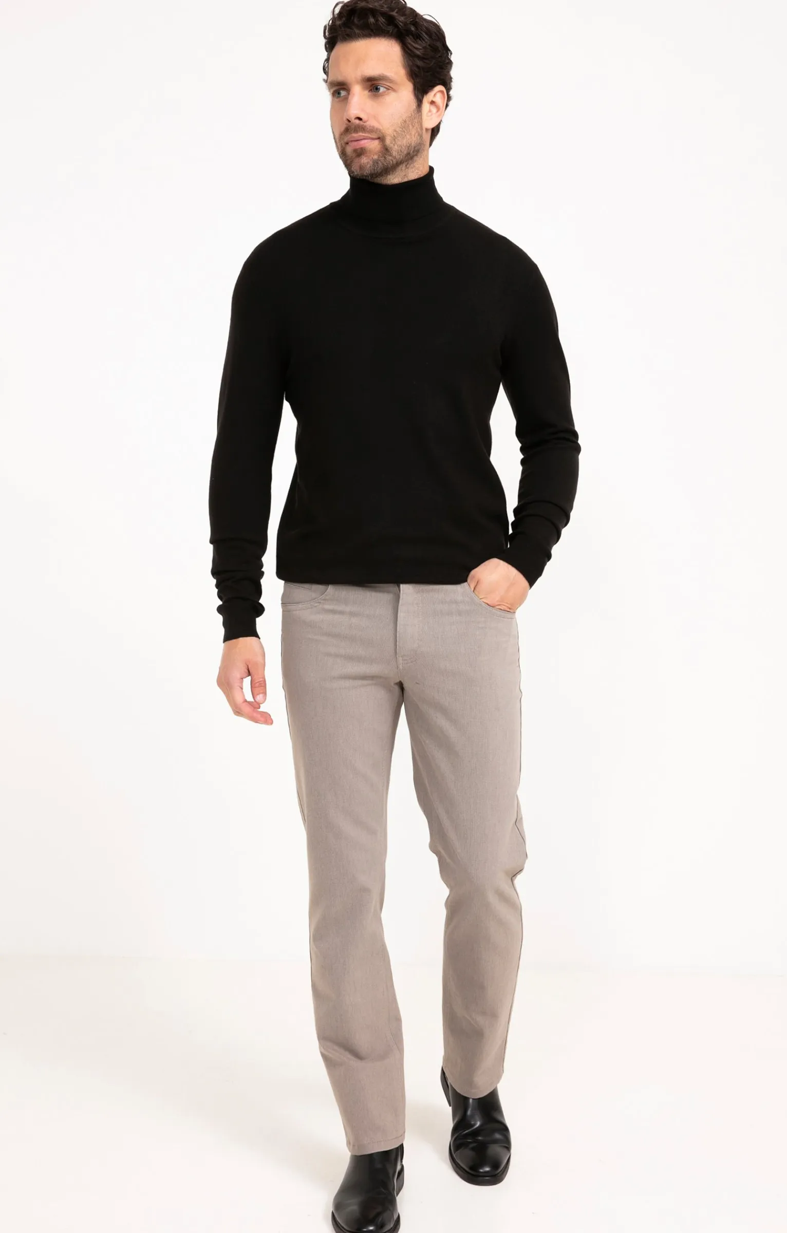 Pantalons<Armand Thiery Pantalon 5 poches Micro - Beige