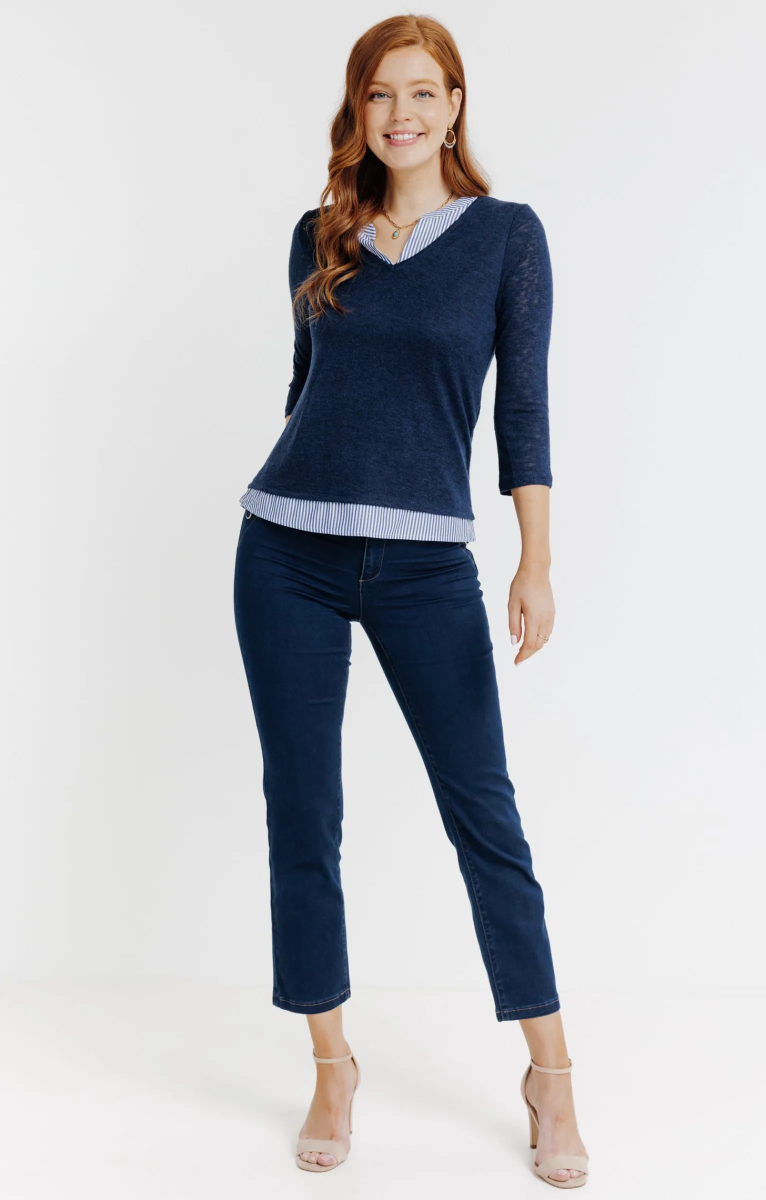 Pantalons<Armand Thiery Pantalon 7/8 satin denim brut - Bleu