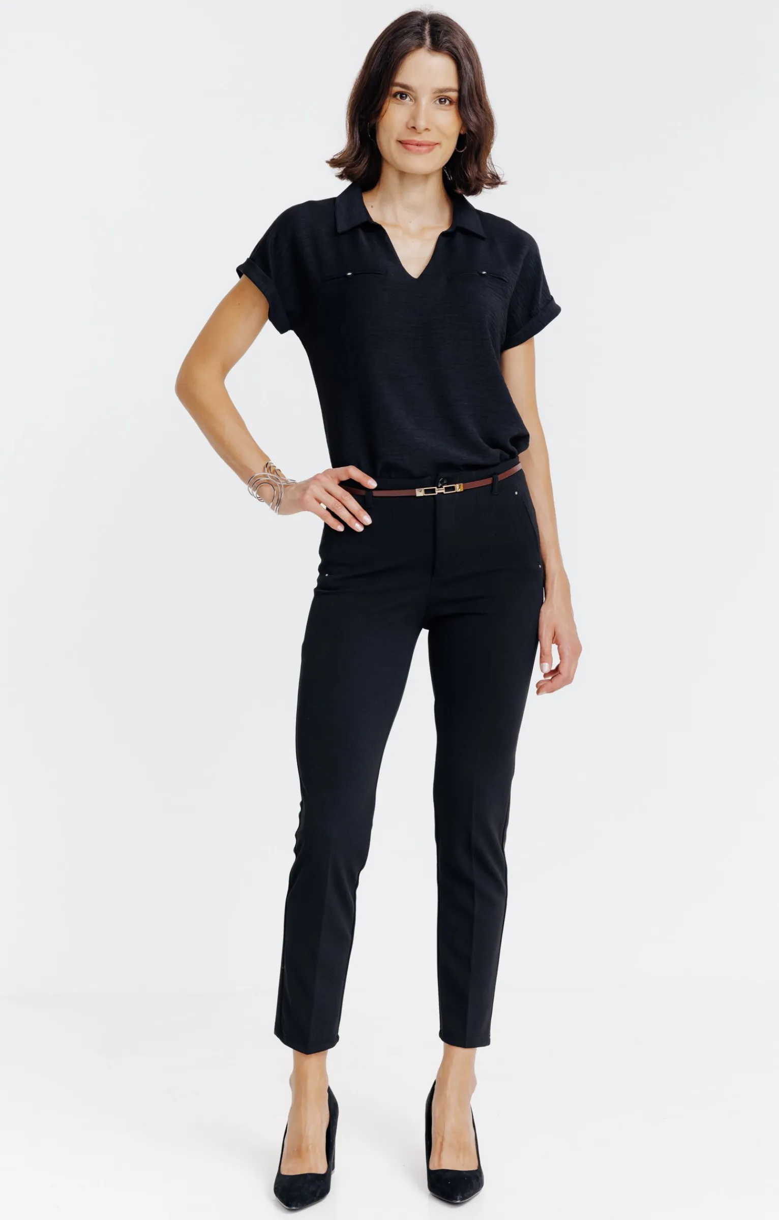 Pantalons<Armand Thiery Pantalon 7/8 ville avec ceinture - Noir