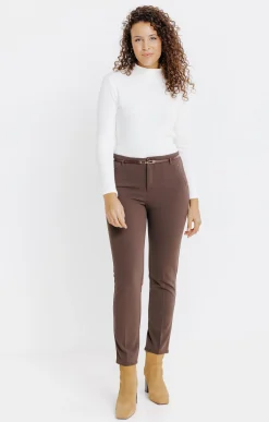 Pantalons<Armand Thiery Pantalon 7/8 ville avec ceinture - Chocolat