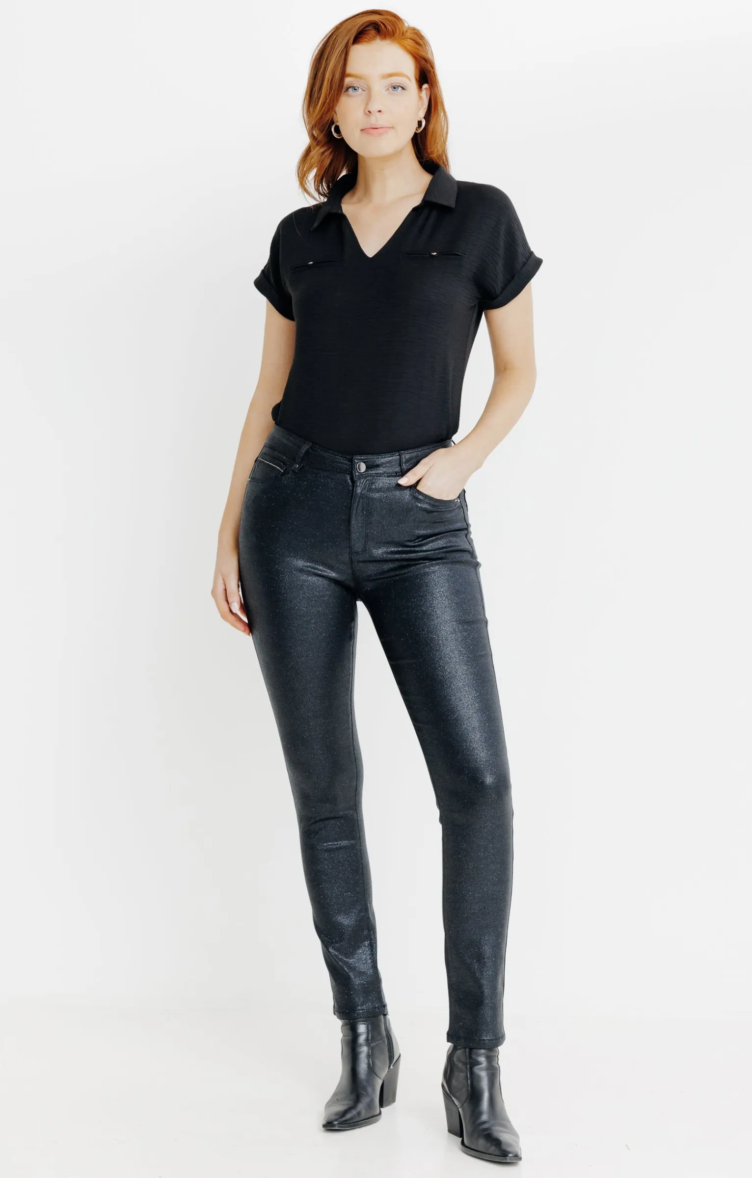 Pantalons<Armand Thiery Pantalon aspect irisé - Noir