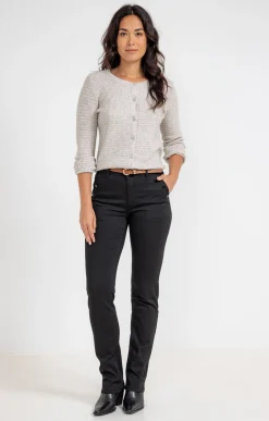 Pantalons<Armand Thiery Pantalon avec modal détail boutons pont - Noir