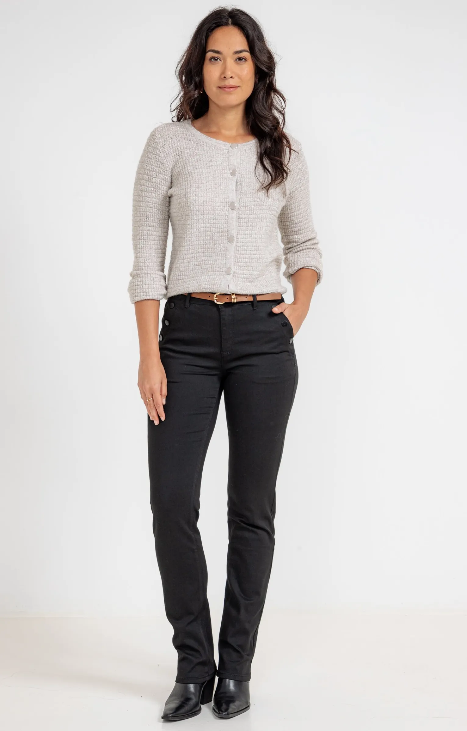 Pantalons<Armand Thiery Pantalon avec modal détail boutons pont - Noir
