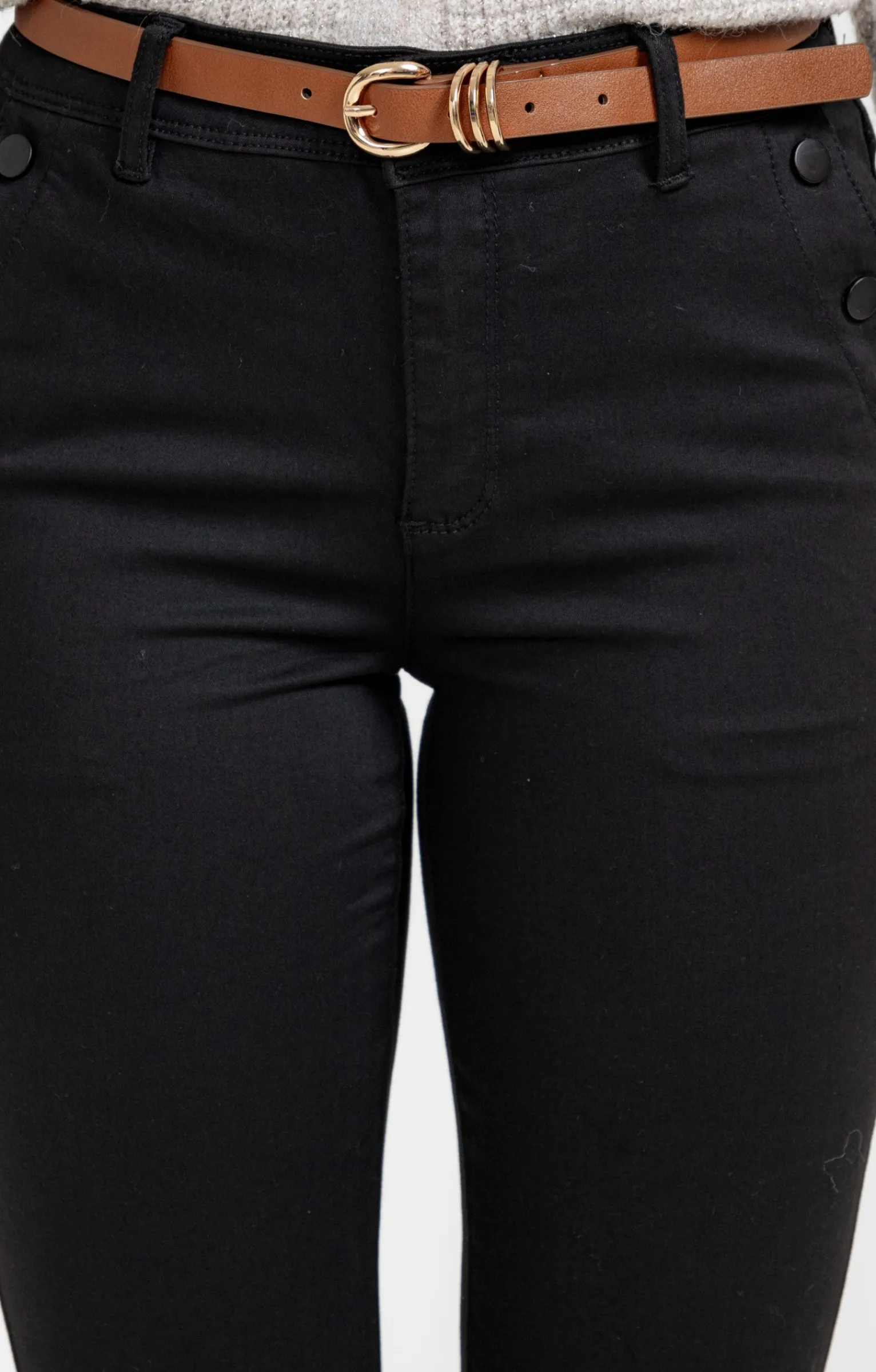 Pantalons<Armand Thiery Pantalon avec modal détail boutons pont - Noir