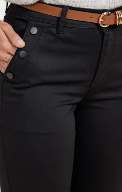 Pantalons<Armand Thiery Pantalon avec modal détail boutons pont - Noir