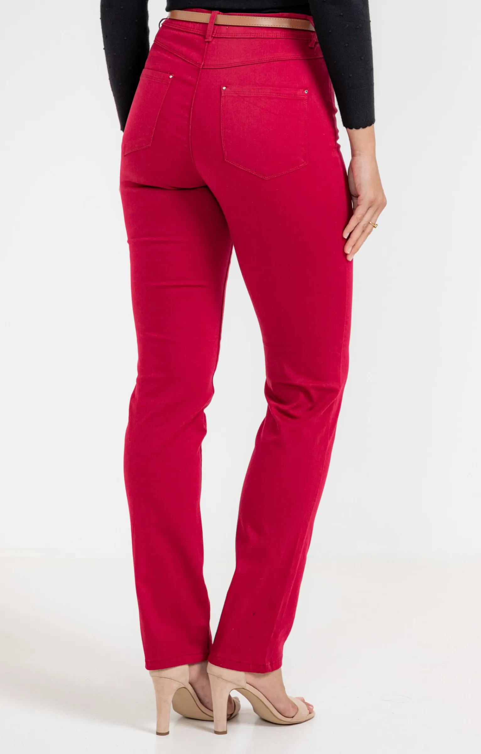 Pantalons<Armand Thiery Pantalon coton stretch détail clous - Bordeaux