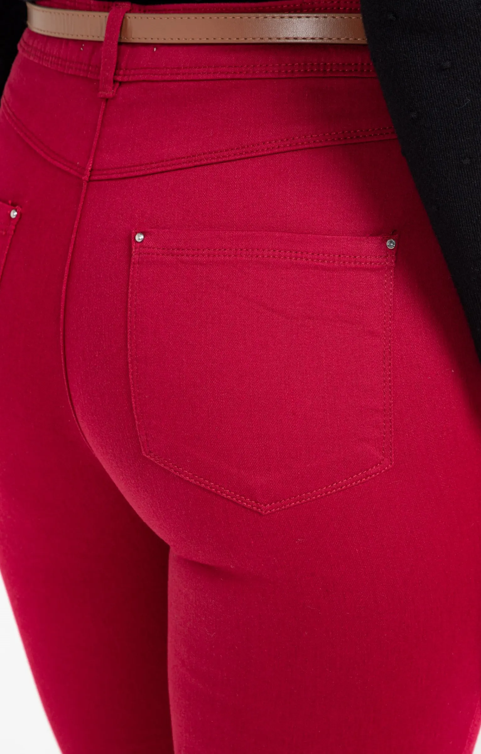 Pantalons<Armand Thiery Pantalon coton stretch détail clous - Bordeaux
