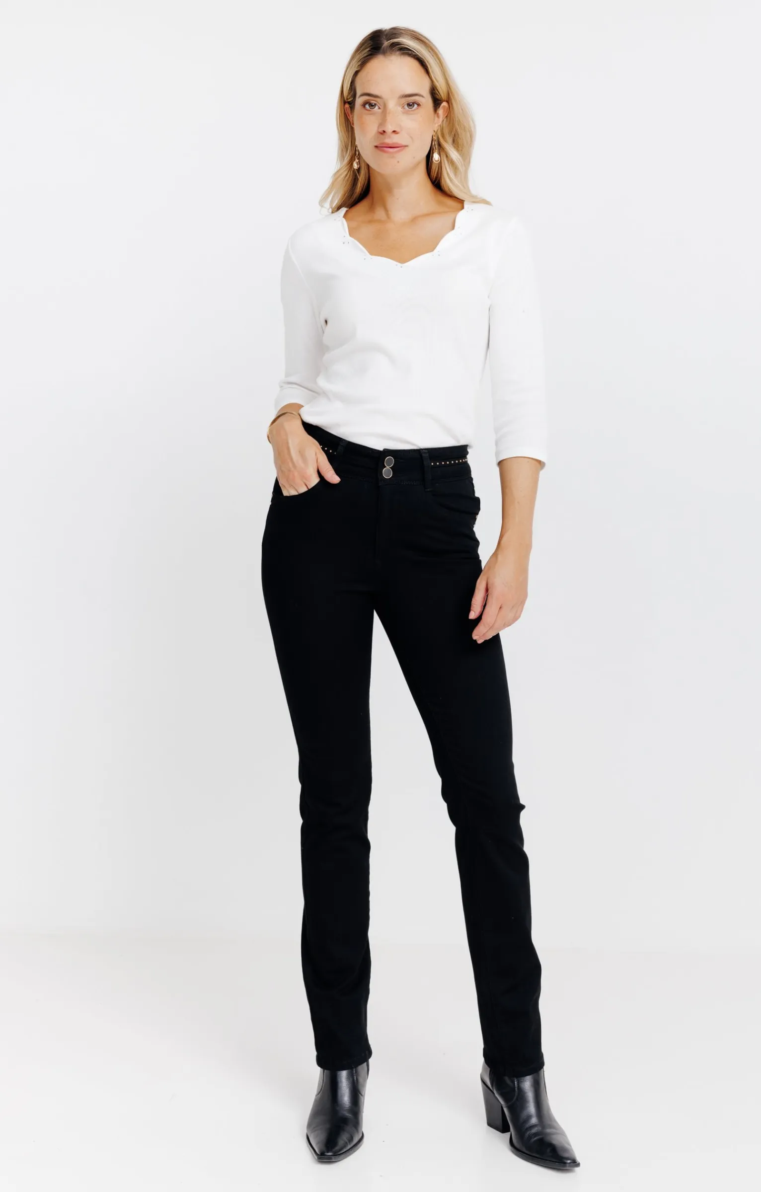Pantalons<Armand Thiery Pantalon droit double boutonnage - Noir