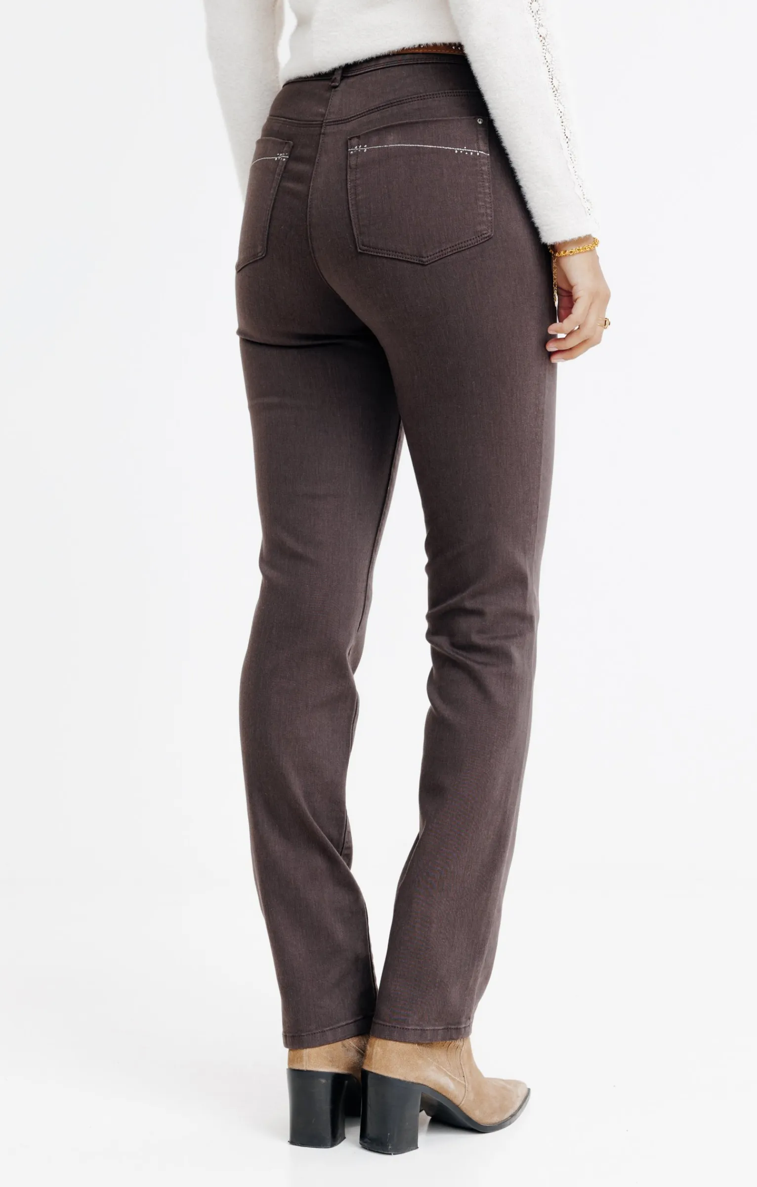 Pantalons<Armand Thiery Pantalon détail strass - Chocolat
