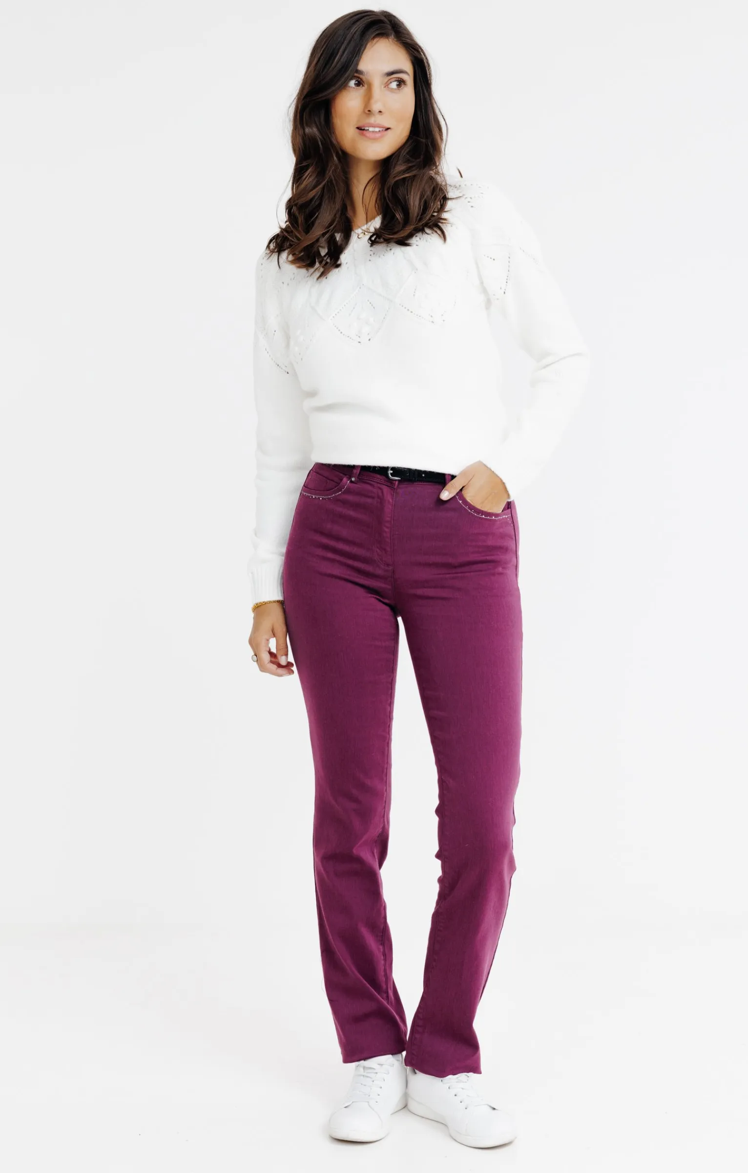 Pantalons<Armand Thiery Pantalon détail strass - Aubergine