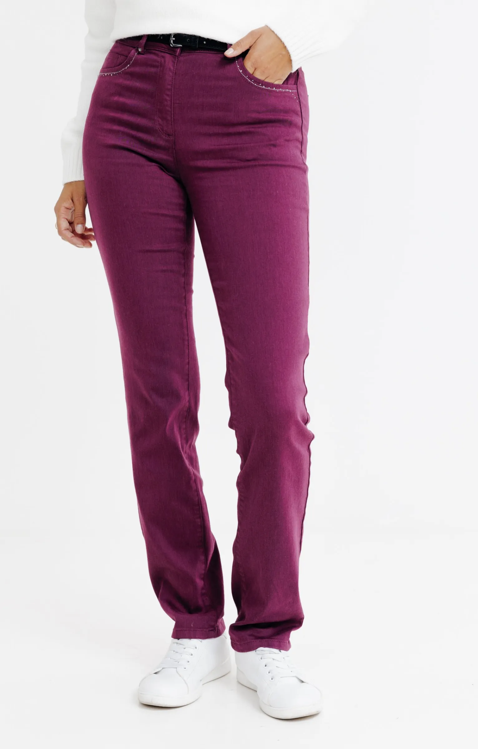 Pantalons<Armand Thiery Pantalon détail strass - Aubergine