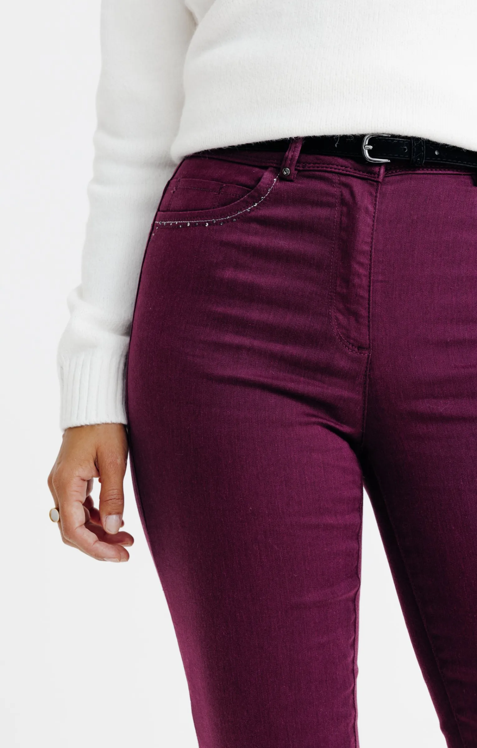 Pantalons<Armand Thiery Pantalon détail strass - Aubergine