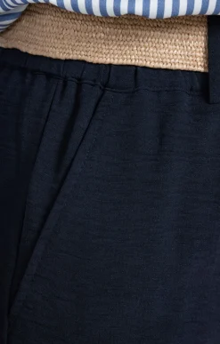 Pantalons<Armand Thiery Pantalon large fluide ceinture rafia - Marine