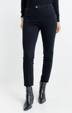 Pantalons<Armand Thiery pantalon maille slim bouton fantaisie - Noir