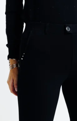 Pantalons<Armand Thiery pantalon maille slim bouton fantaisie - Noir