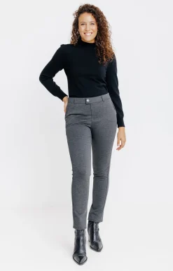 Pantalons<Armand Thiery pantalon maille slim bouton fantaisie - Anthracite
