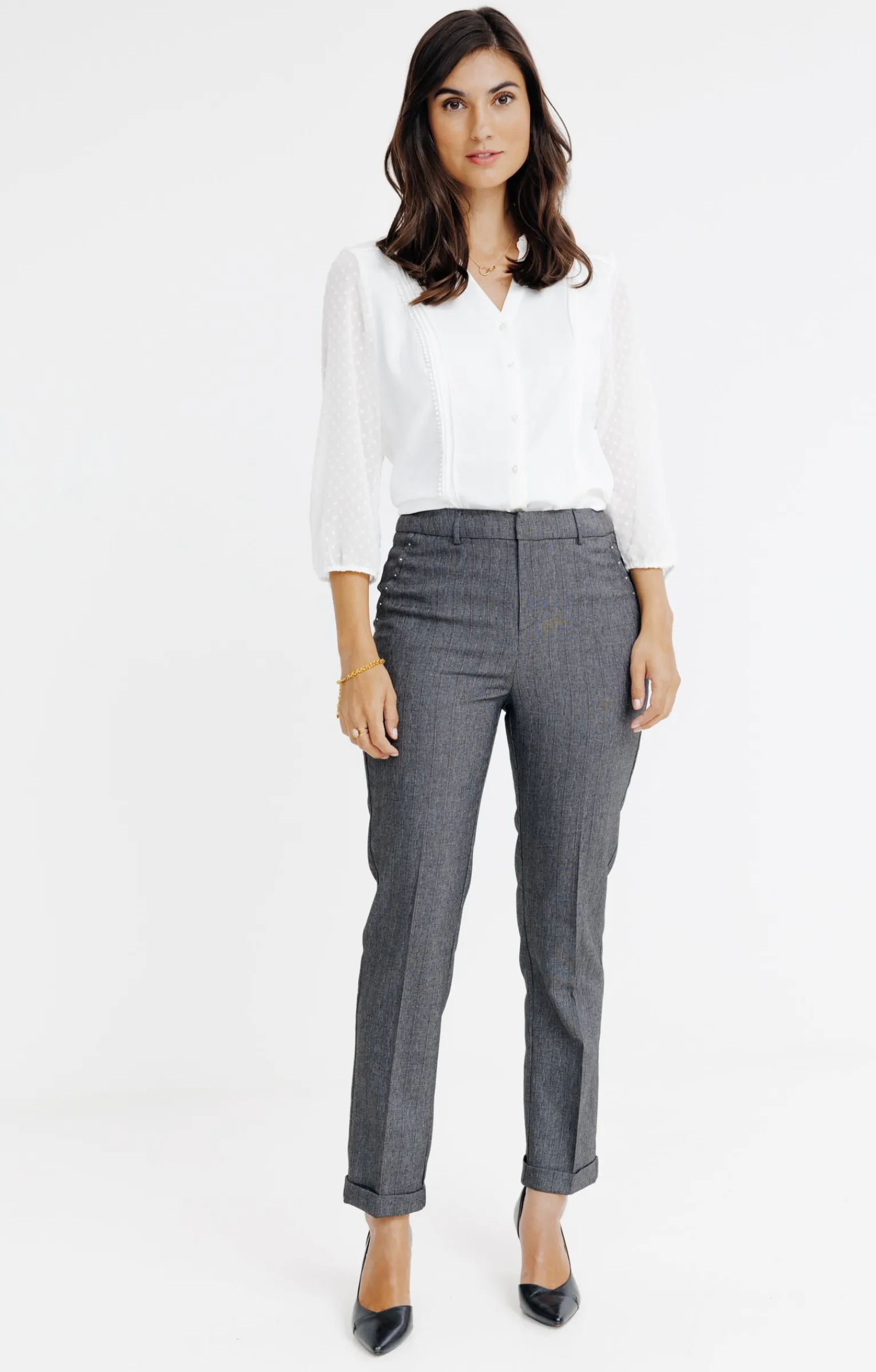 Pantalons<Armand Thiery PANTALON RAYE AVEC STRASS - Anthracite