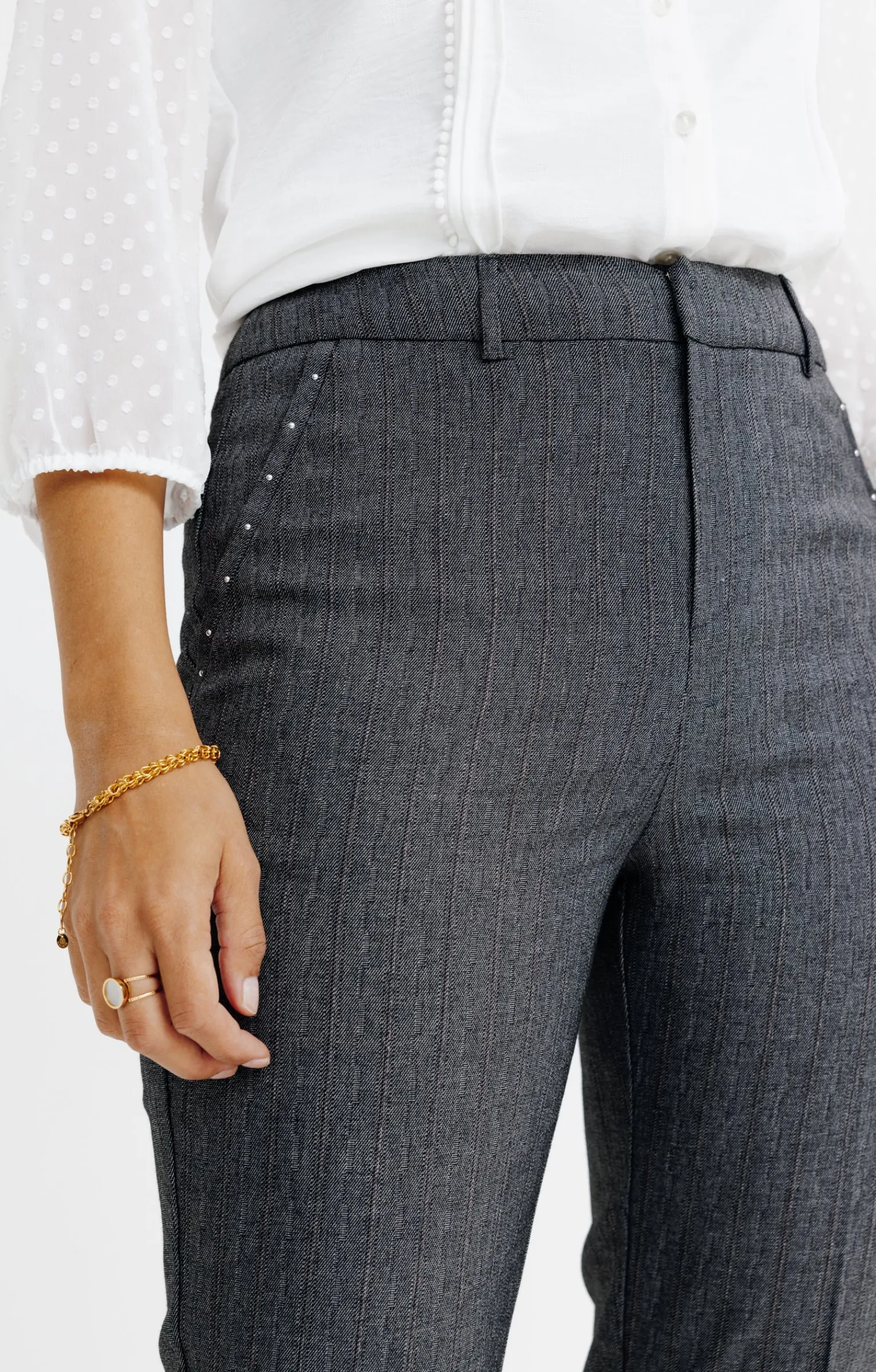 Pantalons<Armand Thiery PANTALON RAYE AVEC STRASS - Anthracite