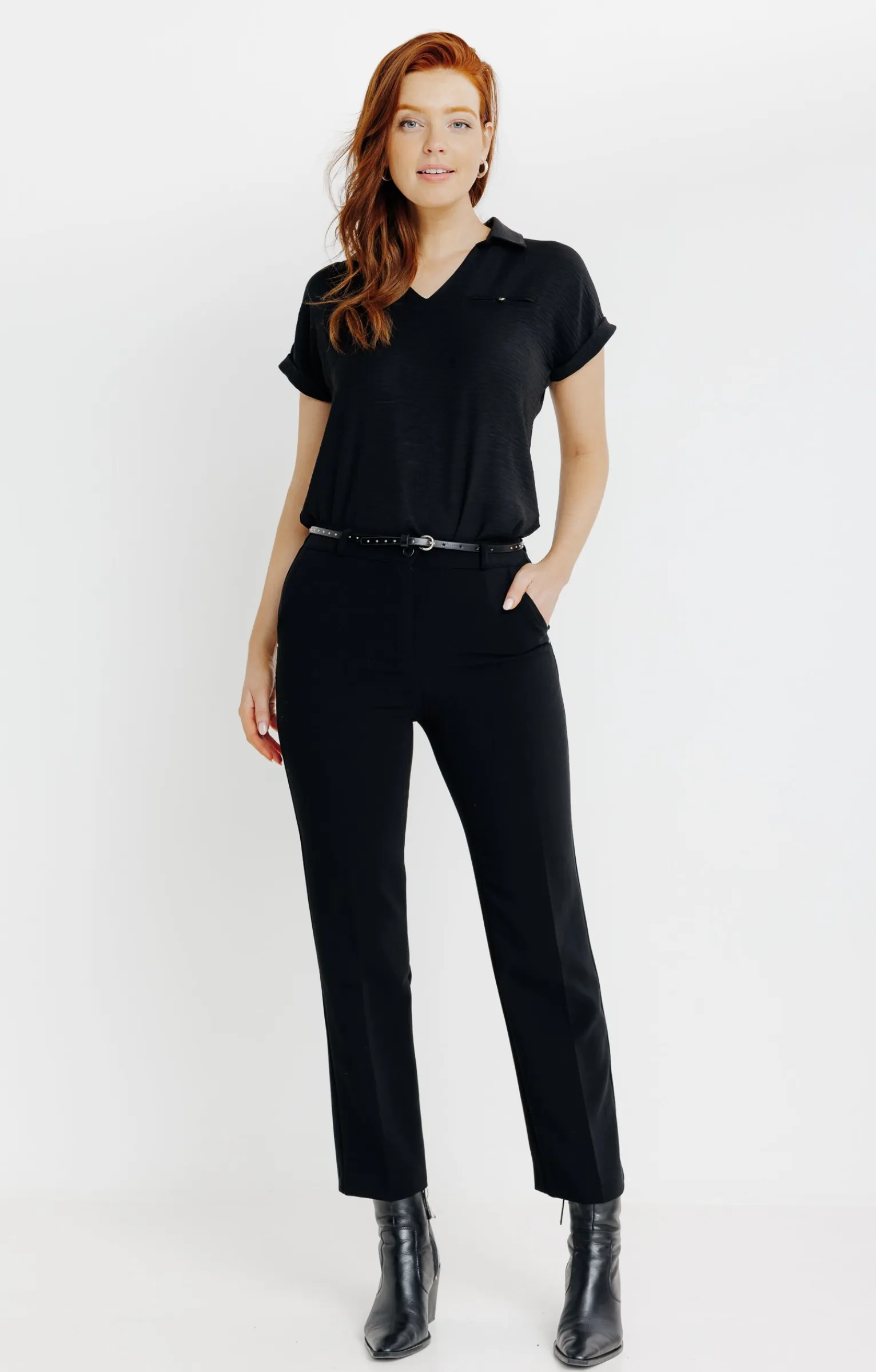 Pantalons<Armand Thiery pantalon ville avec ceinture - Noir
