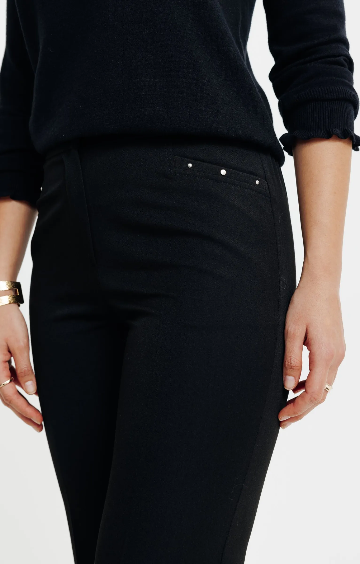 Pantalons<Armand Thiery Pantalon ville large détail clous - Noir