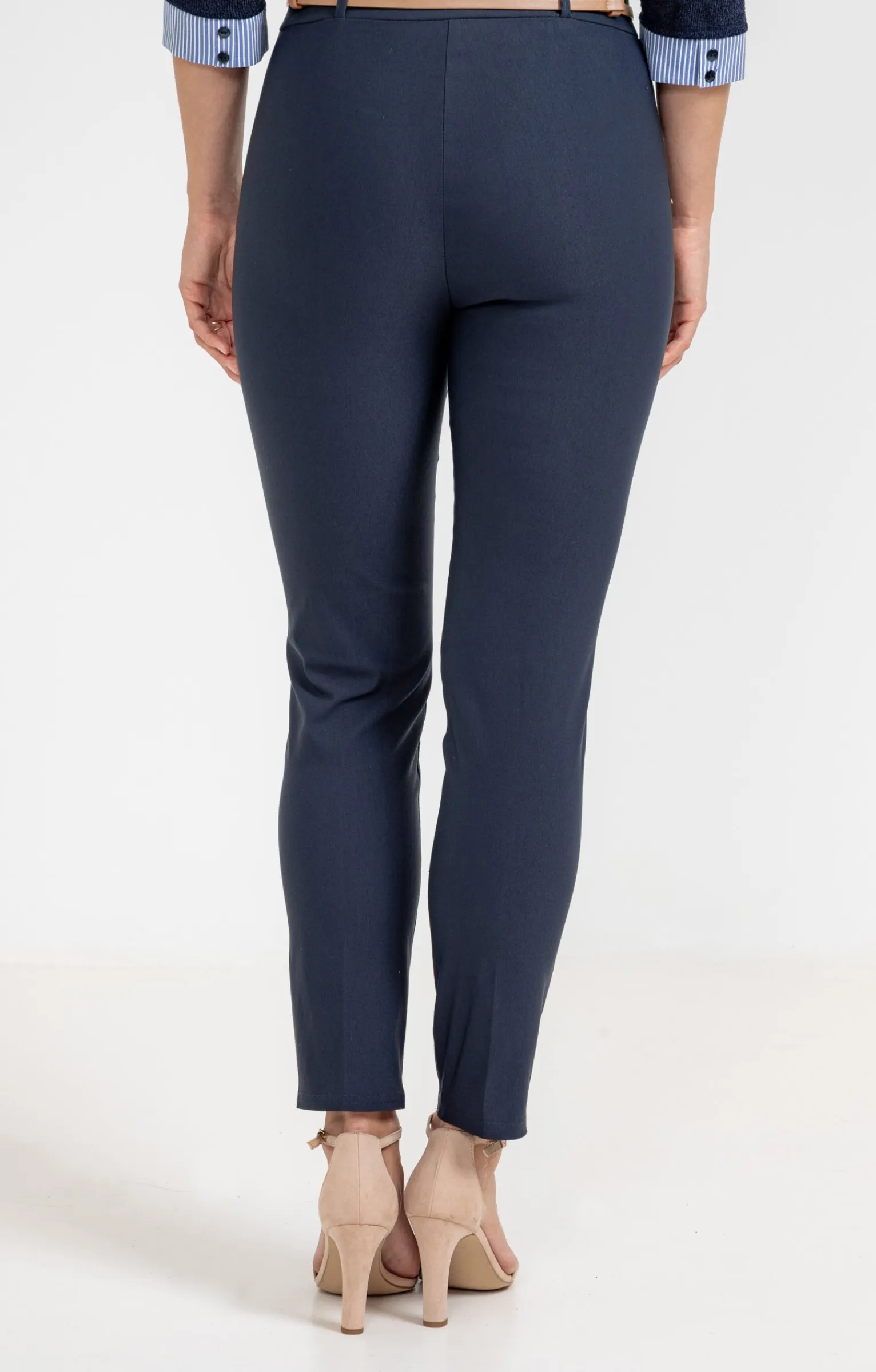 Pantalons<Armand Thiery pantalon ville slim ceinture bijou - Marine
