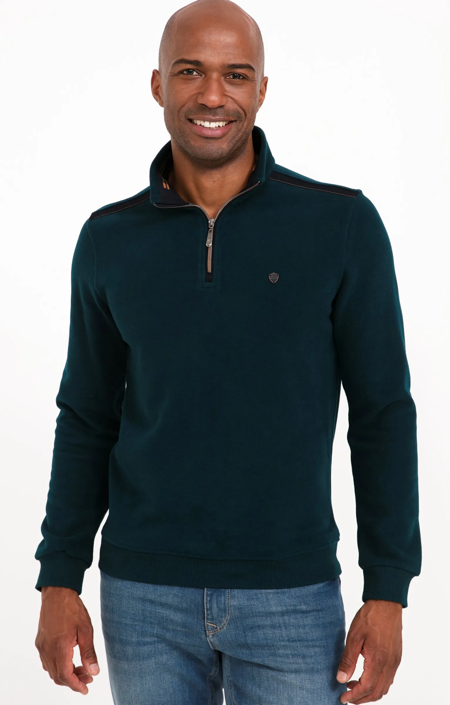 Polos & Tee-shirts<Armand Thiery Polo col montant manches longues Dolce - Pétrole