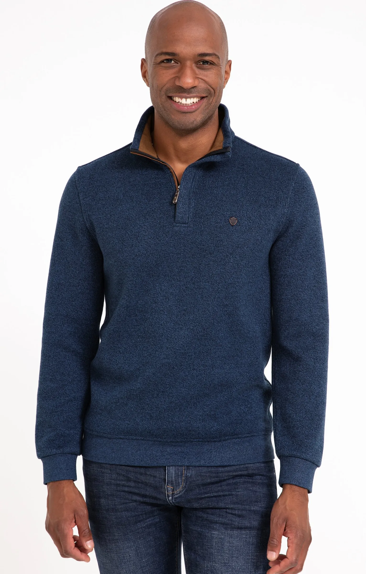 Polos & Tee-shirts<Armand Thiery Polo col montant manches longues Chaud - Bleudur