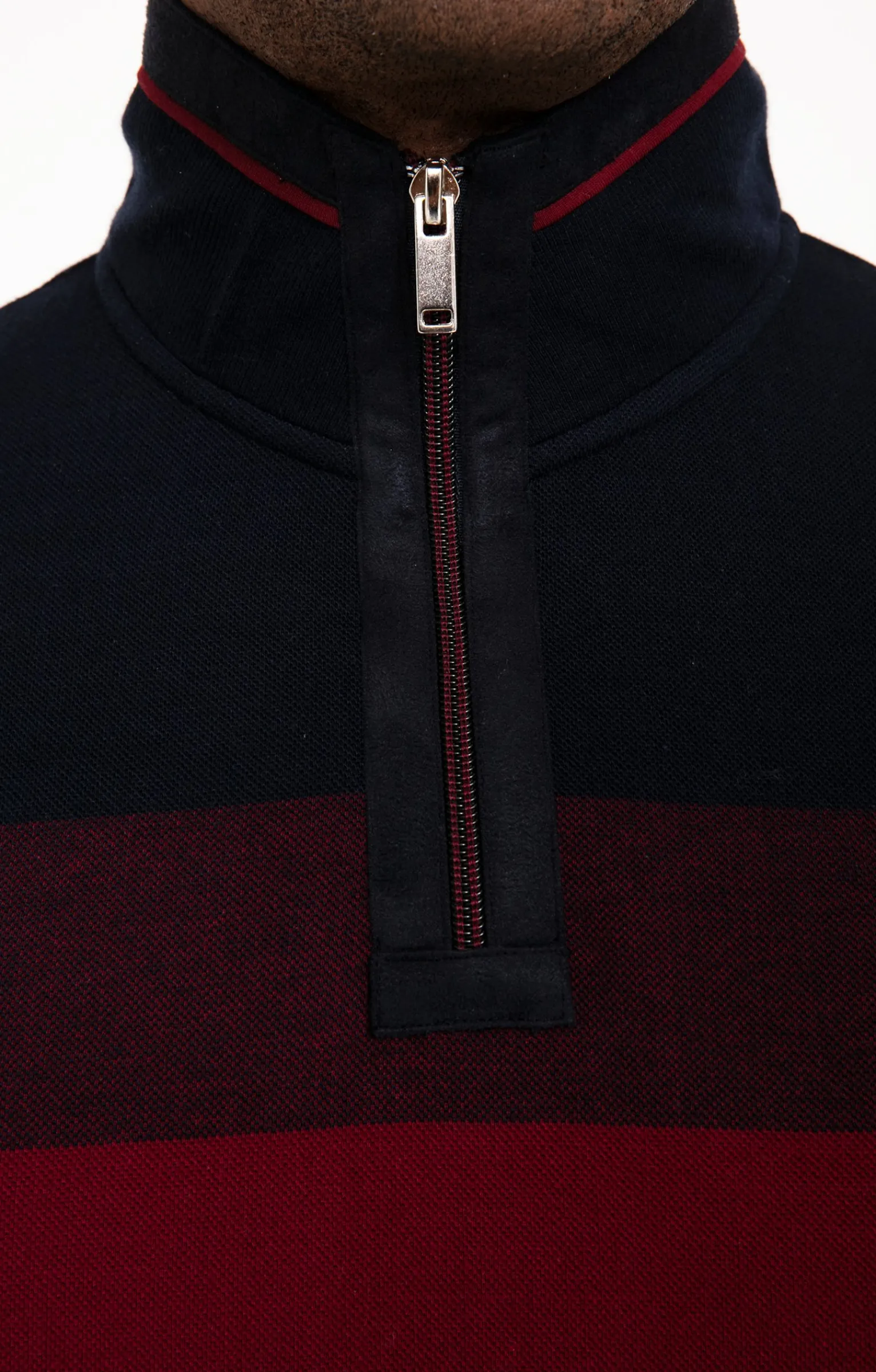 Polos & Tee-shirts<Armand Thiery Polo col montant manches longues Raysin - Bordeaux