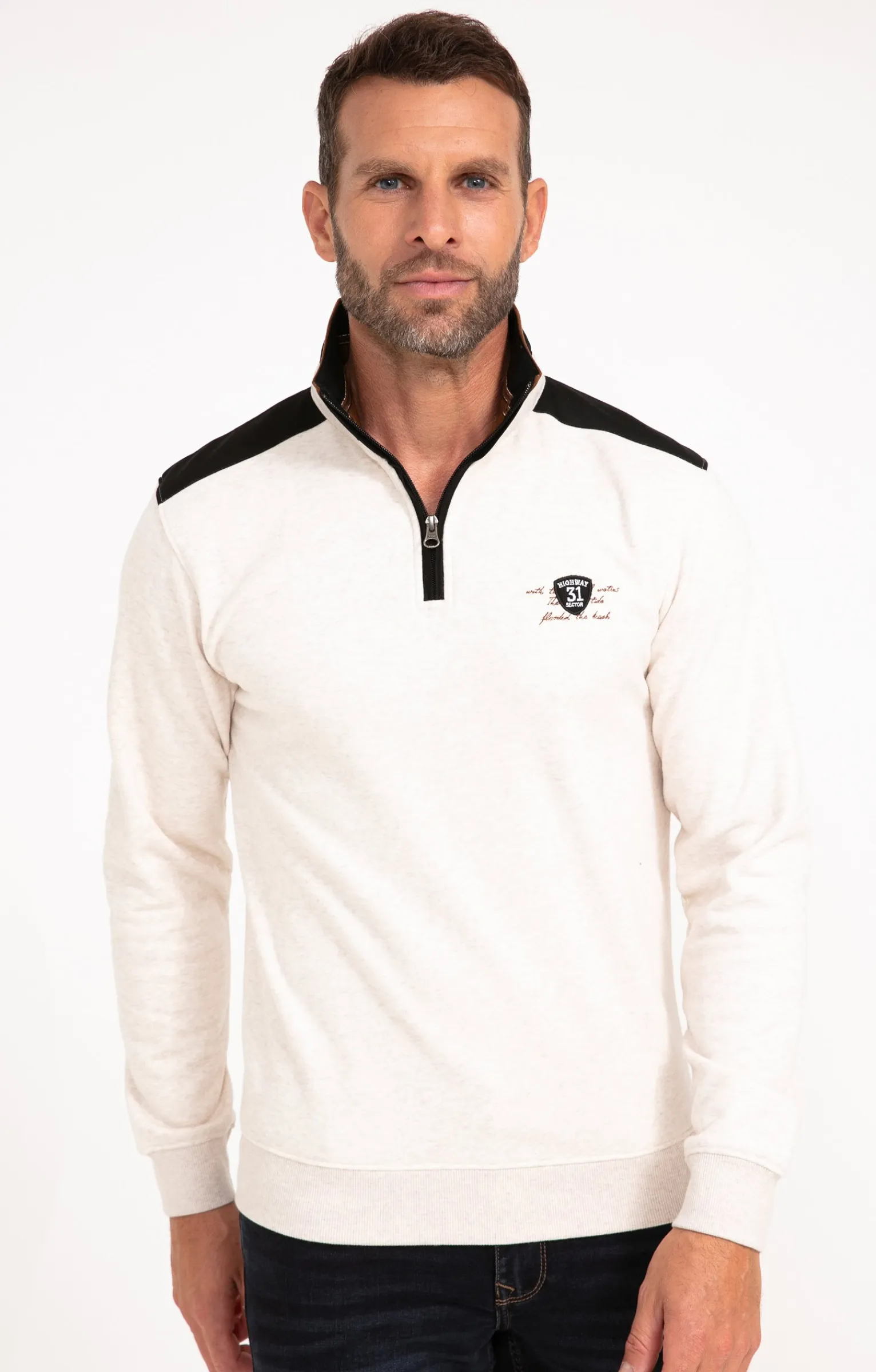 Polos & Tee-shirts<Armand Thiery Polo col montant manches longues Molty - Écru