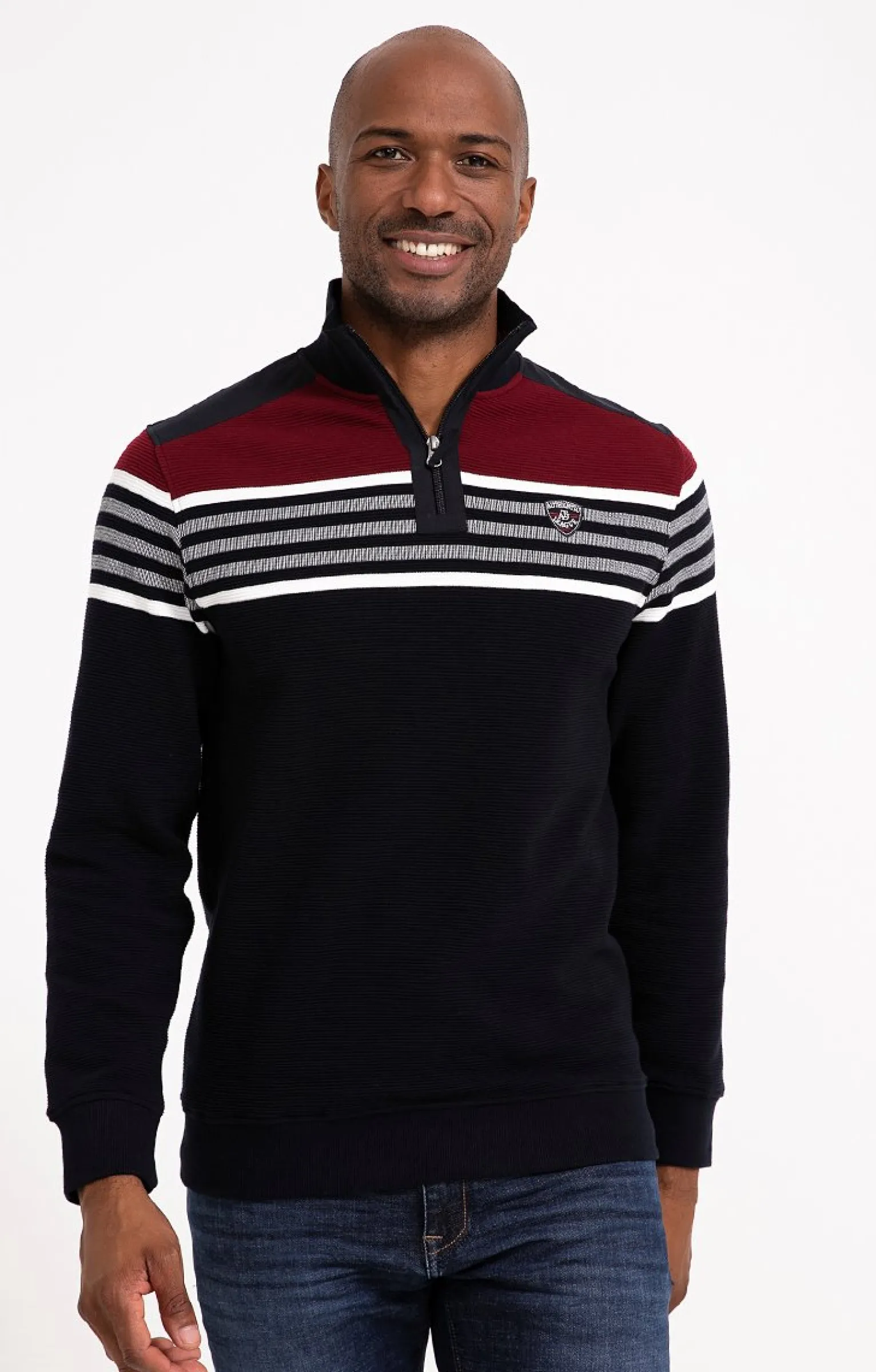 Polos & Tee-shirts<Armand Thiery Polo col montant manches longues Ray - Bordeaux