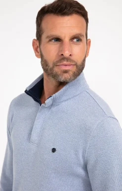 Polos & Tee-shirts<Armand Thiery Polo col montant manches longues Chaud - Bleuciel