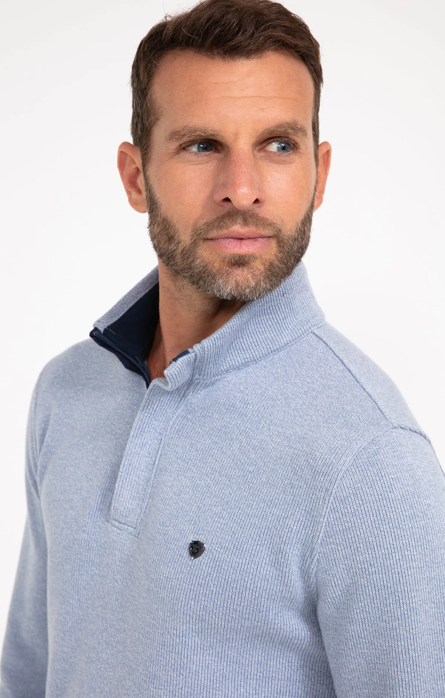 Polos & Tee-shirts<Armand Thiery Polo col montant manches longues Chaud - Bleuciel