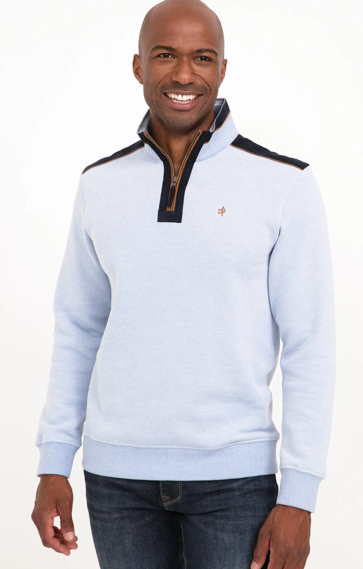 Polos & Tee-shirts<Armand Thiery Polo col montant manches longues - Bleuciel