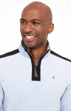 Polos & Tee-shirts<Armand Thiery Polo col montant manches longues - Bleuciel