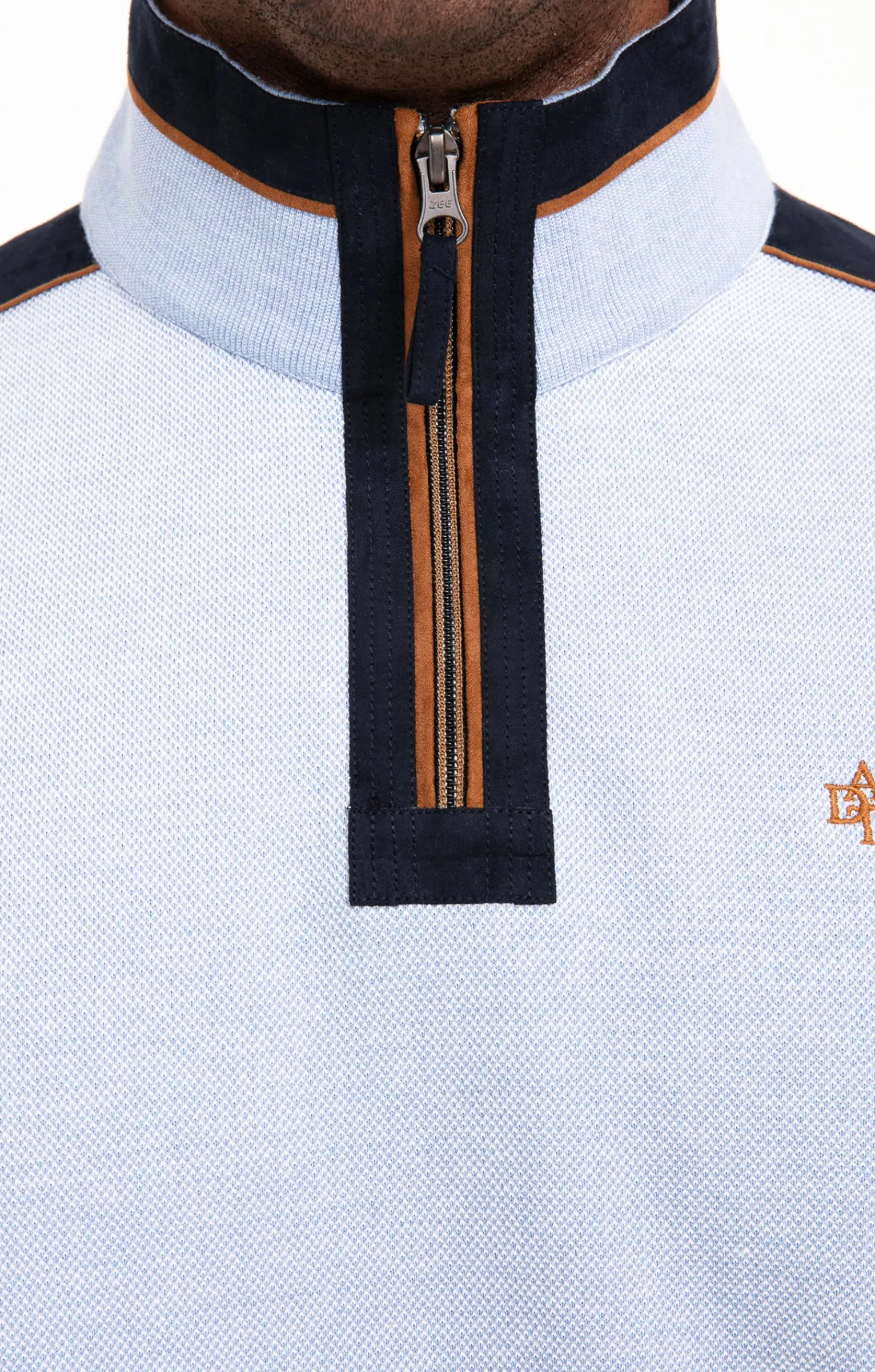 Polos & Tee-shirts<Armand Thiery Polo col montant manches longues - Bleuciel