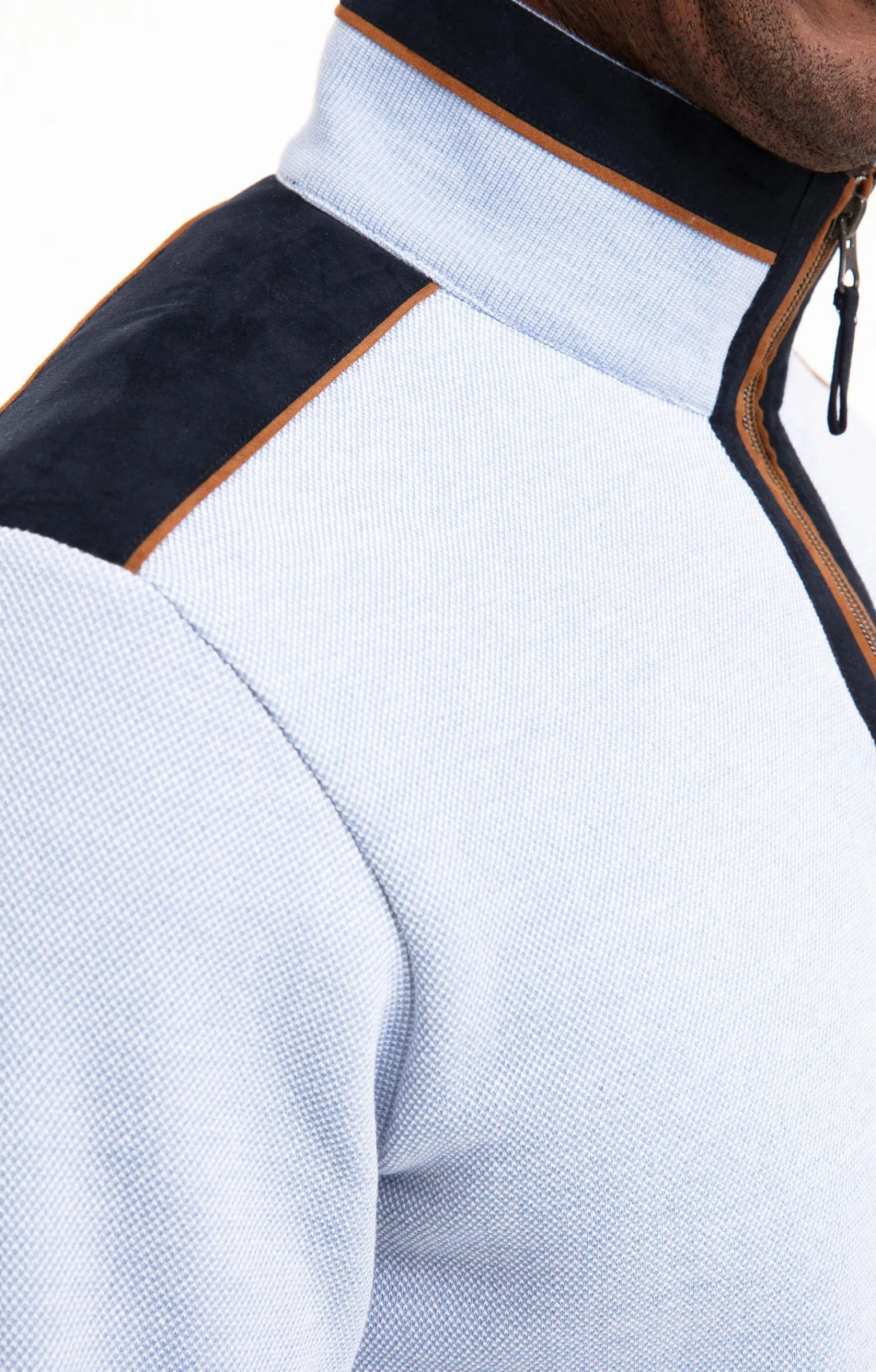 Polos & Tee-shirts<Armand Thiery Polo col montant manches longues - Bleuciel