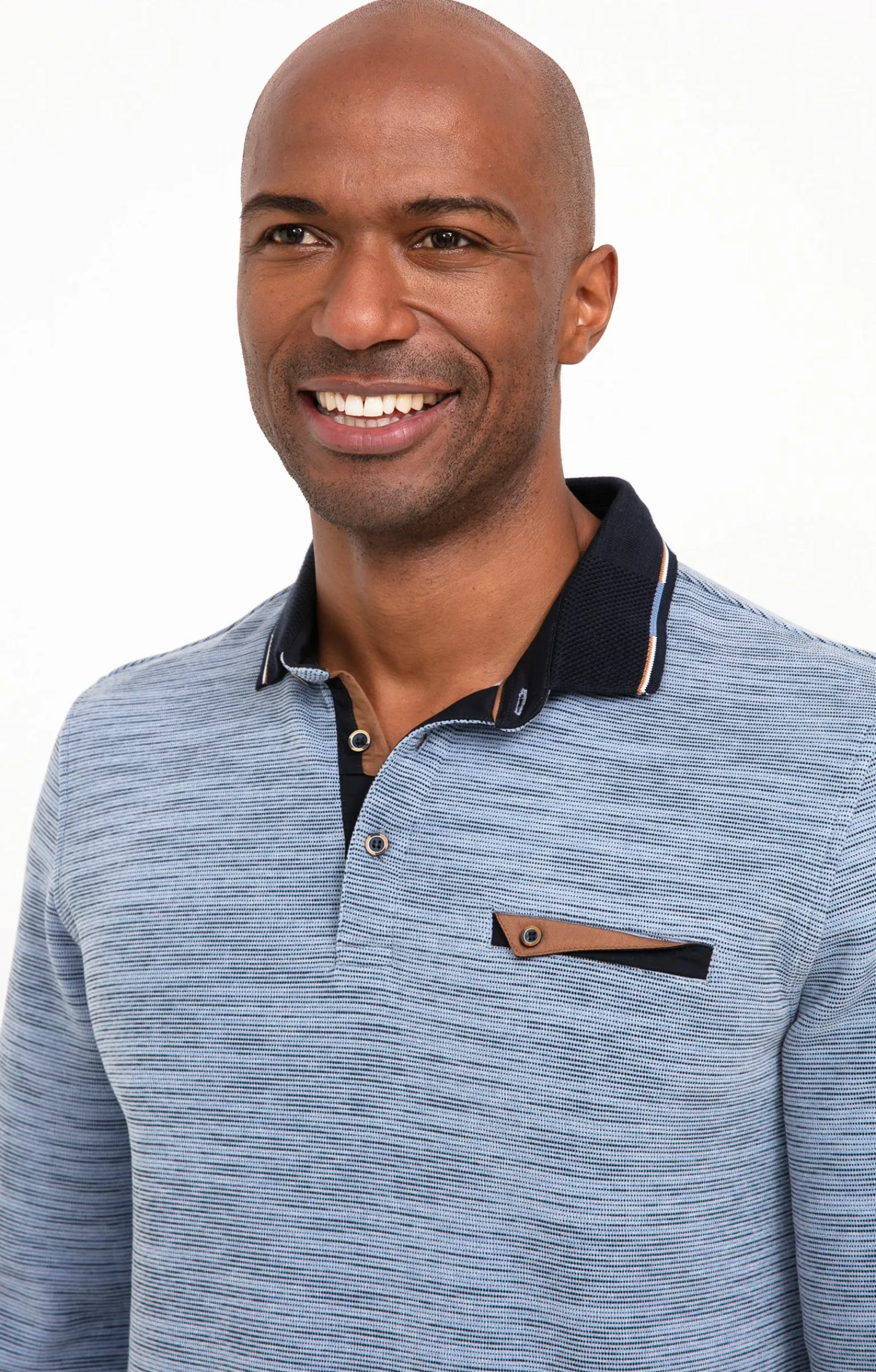 Polos & Tee-shirts<Armand Thiery Polo manches longues Print - Bleuciel
