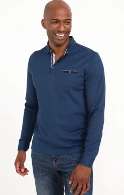 Polos & Tee-shirts<Armand Thiery Polo manches longues Sheldon - Bleu